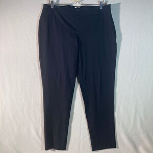 Eileen Fisher Pants L Black Side Zip Stretch Trousers Career Ponte Mature Work
